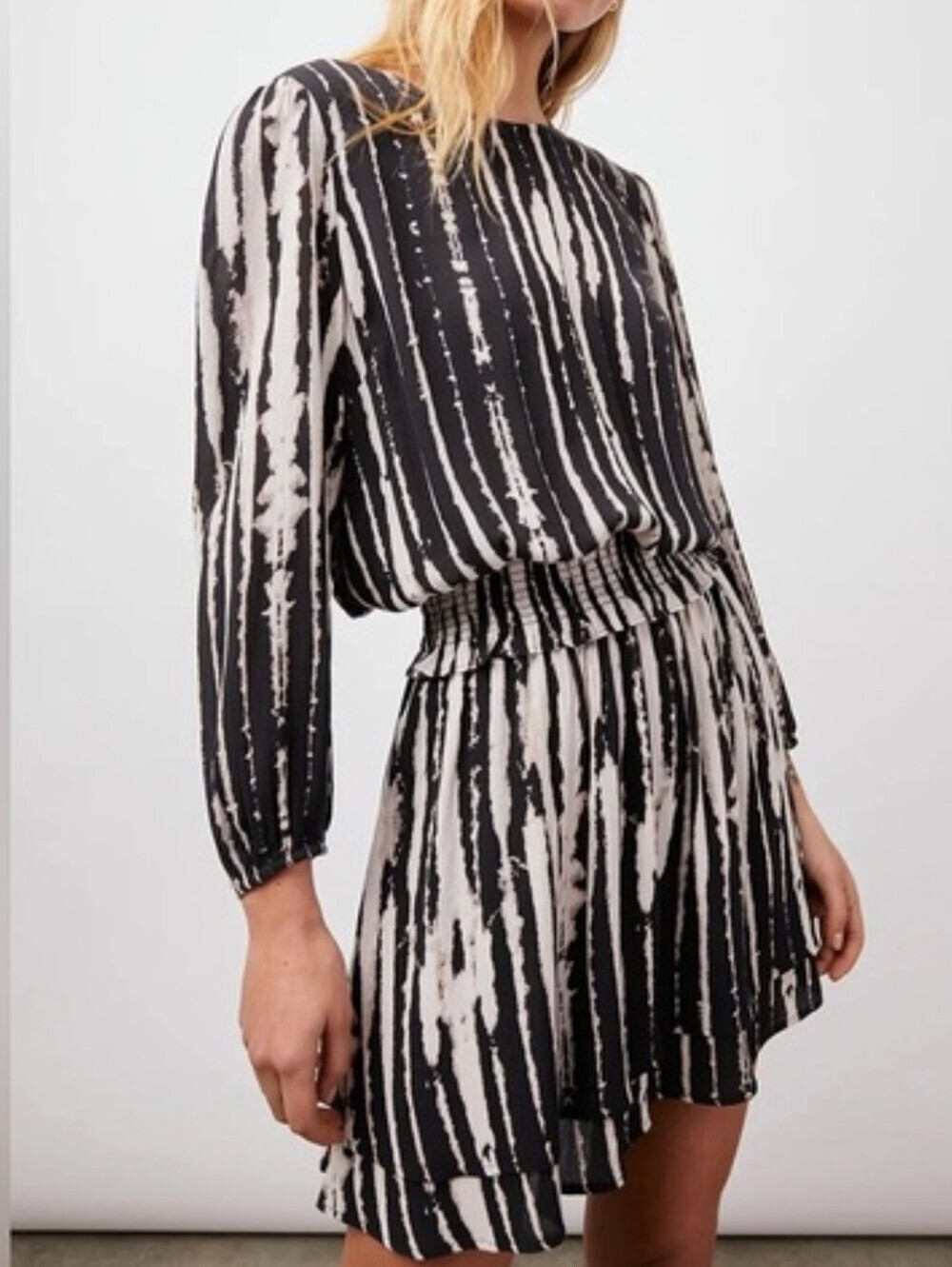 Rails Women's Black & Cream Abstract Stripe Long-Sleeve Mini  Dress